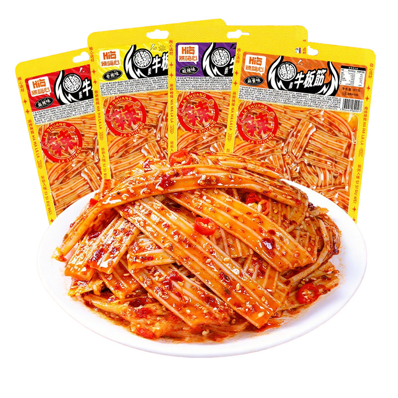 爆脆素牛板筋多口味爆款辣条零食