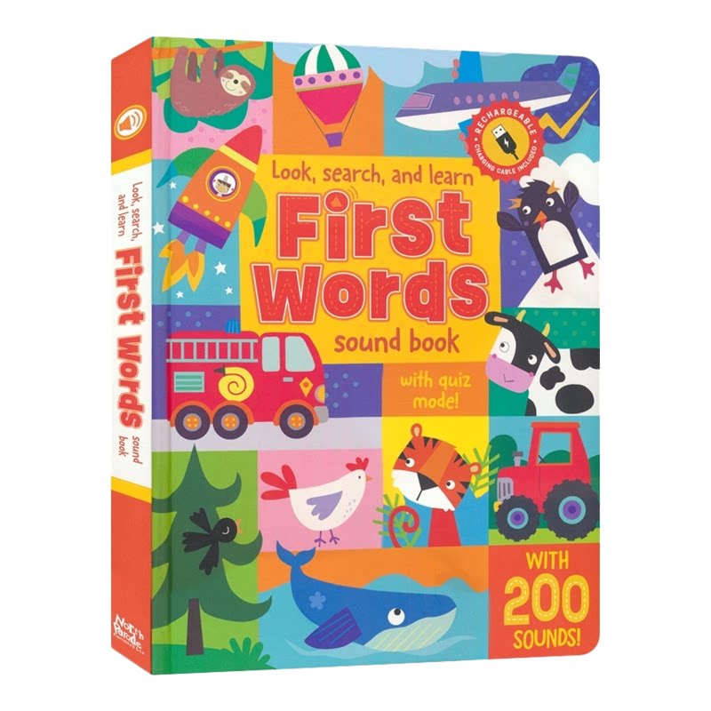 【自营】Look, Search, and Learn First Words Sound Book 英语启蒙单词发声书 词汇学习 数字 颜色 英文早教 事物认知 英文原版