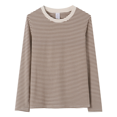 大码女装双面澳绒保暖条纹打底衫