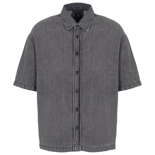 Armani/阿玛尼AX 男士做旧水洗牛仔短袖衬衫 XM000622 AF14943