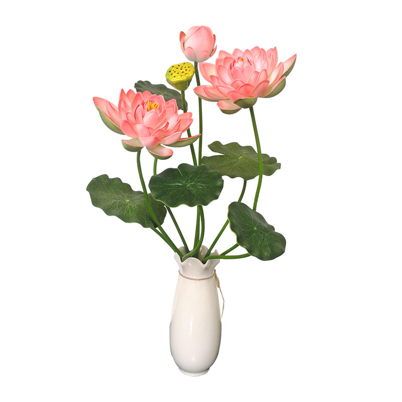 仿真荷花荷叶假荷花莲花佛堂供佛永生花客厅桌面中式套装花艺插花