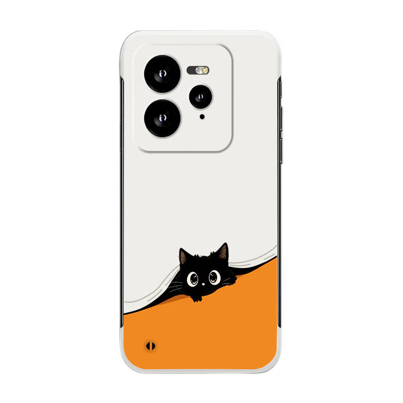 适用于REALMEGT7Pro手机壳14PRO+简约卡通小黑猫NEO6SE超薄13无边框不顶膜neo7真我12pro半包GT6防摔硬壳