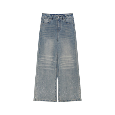 REVAN芮范设计师款垂感随性烫钻牛仔裤RL31302014