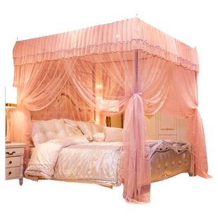 2025新款高级蚊帐家用卧室支架防摔落地三开门蒙古包纹帐公主床幔