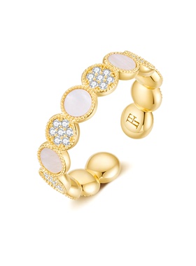 EAUFLORA圆满戒指轻奢小众高级感锆石金银色开口指环闺蜜生日礼物