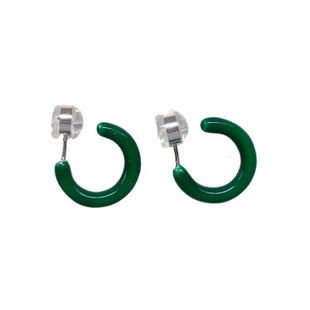 糖果色小耳圈~多巴胺穿搭夏日绿蓝耳圈硅胶蚊香盘耳夹无耳洞无痛