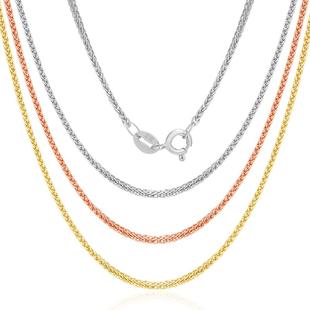 999纯银项链女肖邦链镀18k金玫瑰金925银素链官方旗舰链子不掉色