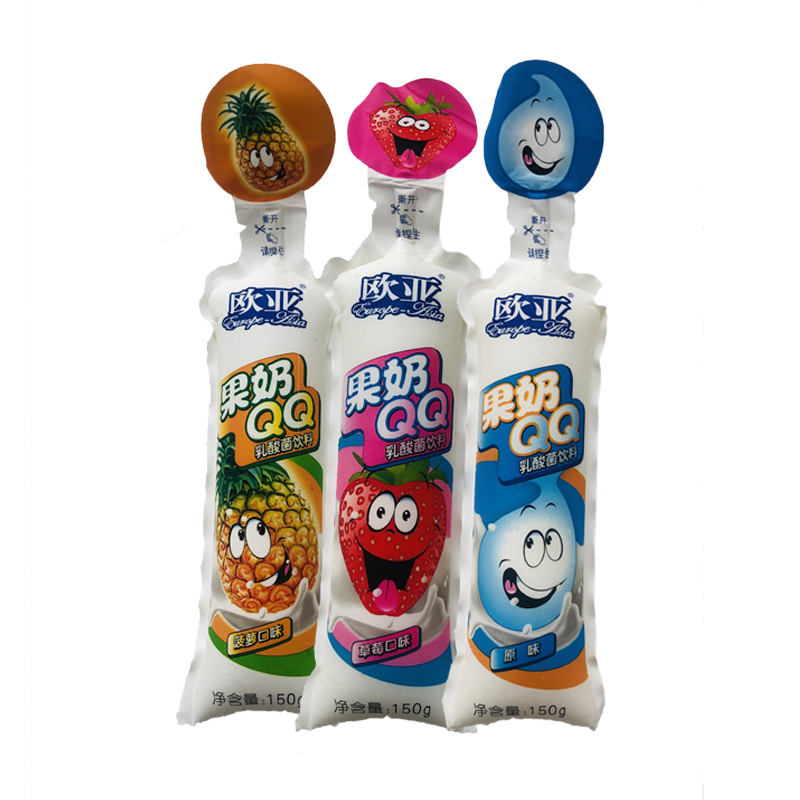 云南欧亚QQ果奶150gx30条原味菠萝草莓味营养乳酸菌饮料酸奶整箱