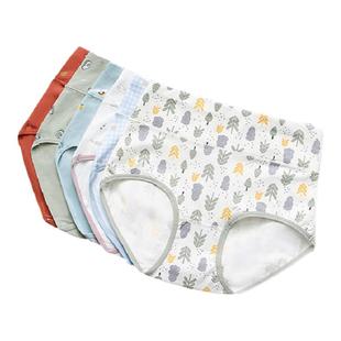 女士内裤大码纯棉裆高腰石墨烯收腹提臀透气印花少女三角短裤