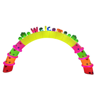 充气卡通拱门生日装饰布置气模儿童宝宝百日宴小孩满月百天彩虹门