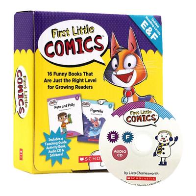 家长阅读指导 英文原版 First Little Comics Parent Pack Levels E&F 16册盒装 附CD贴纸 儿童启蒙图画绘本 学乐出版社