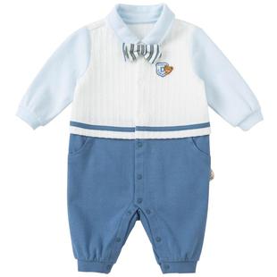 戴维贝拉婴儿衣服冬季装男宝宝少爷衣服连体衣新生满月宝宝周岁