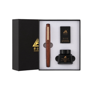 华士来206木杆经典复古木质学生成人书写EF0.38美工男士学生专用练字文艺实木笔杆红木黑檀木送礼高档礼盒装