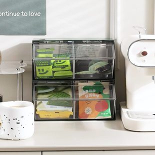 ins茶水间胶囊咖啡奶茶茶置物架收纳盒包透明办公室防尘整理桌面