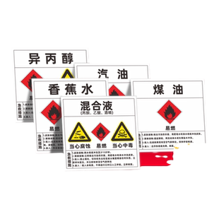 危险品安全周知卡告示牌丙酮煤油汽油酒精混合液香蕉水异丙醇急救措施标识牌警示牌PVC板反光铝板定制