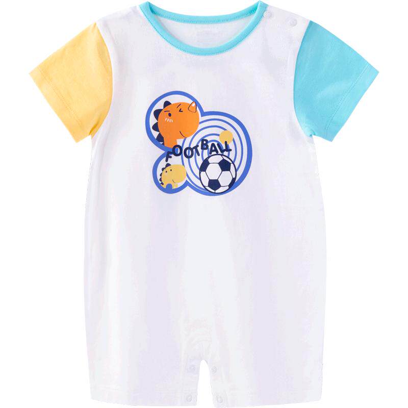 贝贝怡婴儿衣服连体衣短袖夏季薄款男女宝宝哈衣爬服睡衣纯棉夏装