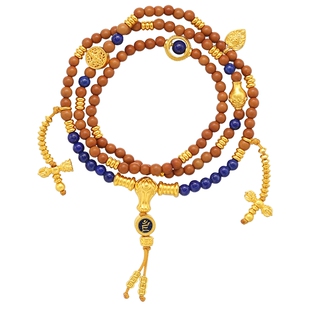 潮宏基臻金梵华108珠黄金项链青金石手链足金文玩手串古法 卟