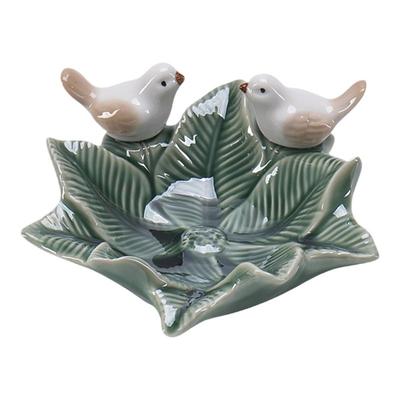 丰白小鸟陶瓷点心盘果盘北欧摆件