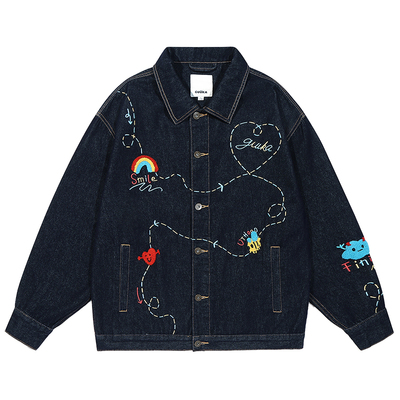 GUUKA翻领美式牛仔外套