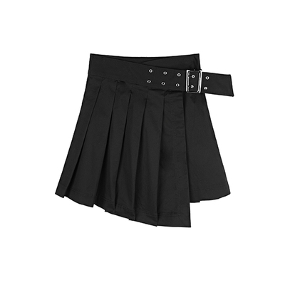 S·DEER圣迪奥青春休闲腰带斜摆A字百褶裙S21181301