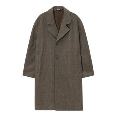 50%羊毛混纺老钱风长款毛呢大衣