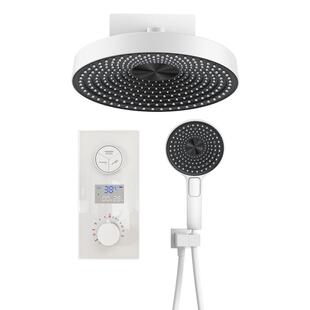 华尔杰白色暗装嵌入式花洒入墙式预埋隐藏淋浴套装内嵌吸顶喷