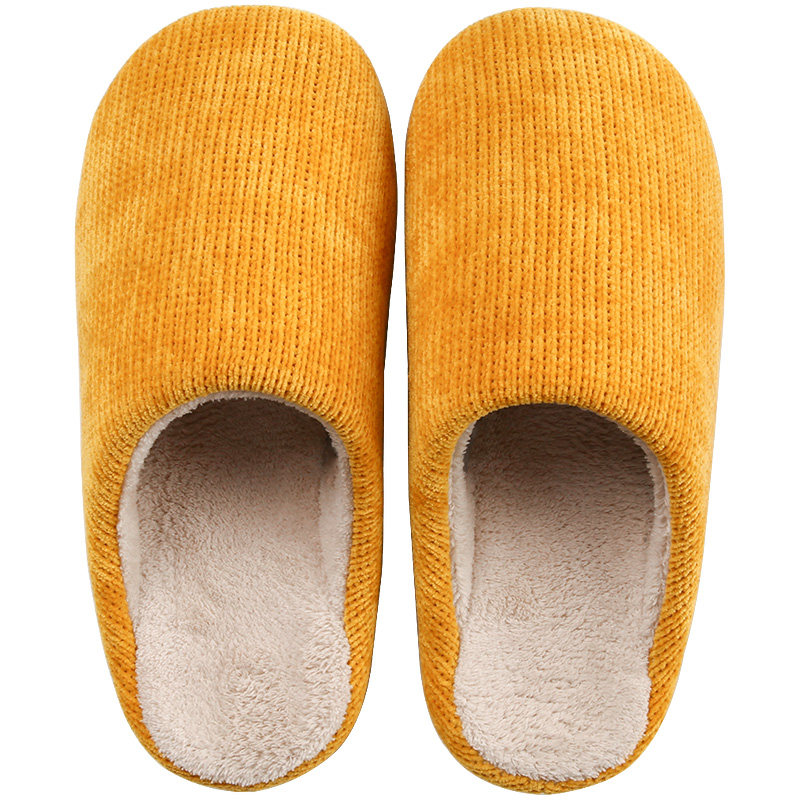 日式简约纯色棉拖鞋女秋冬季室内居家用厚底防滑保暖毛绒棉拖鞋男