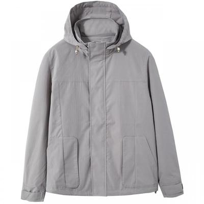 流石男装休闲短款风衣连帽外套男