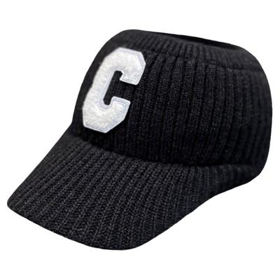 韩版C字母贴布空顶针织棒球帽女