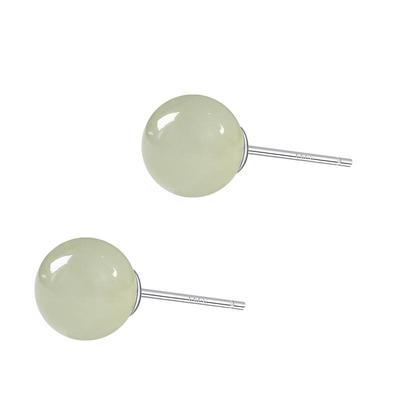 S999纯银天然和田玉耳钉女简约古风玉石ins小众设计耳饰品耳环