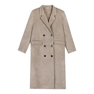 MULVAN 【现货7折】1OO羊毛双面呢大衣女冬季高级感长款毛呢外套