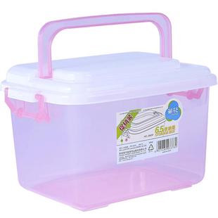 茶花小号收纳箱有盖手提塑料储物箱整理箱百纳箱子透明收纳药箱盒