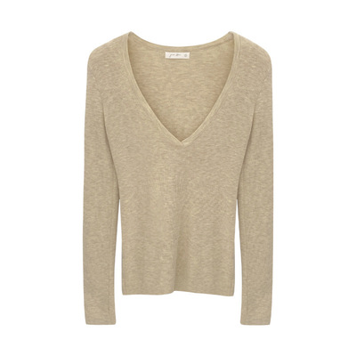 温柔慵懒风V领长袖针织衫