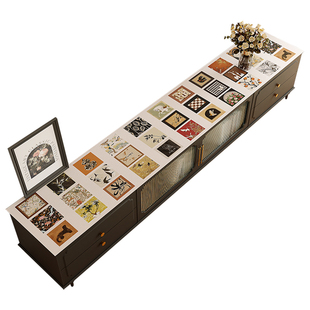 复古电视柜台面保护垫长条桌垫中古风pvc美式餐边柜鞋柜法式盖布