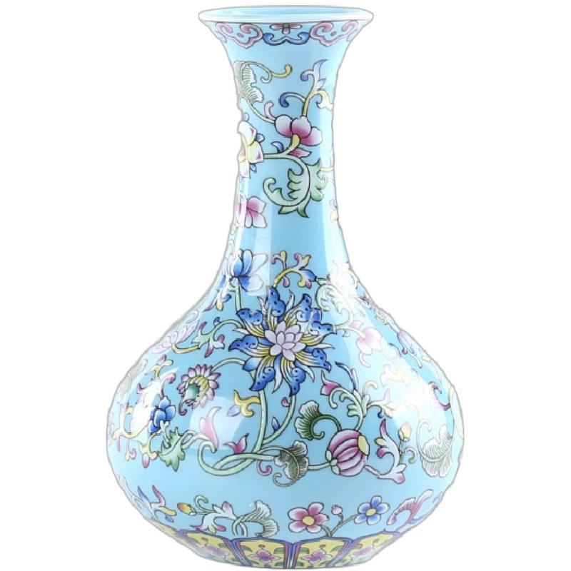 花瓶小口陶瓷青花瓷瓶迷你养水培珐琅彩复古花插桌面摆件茶道花器