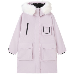 森马羽绒服女长款冬季三防派克服女连帽毛领加厚反季外套