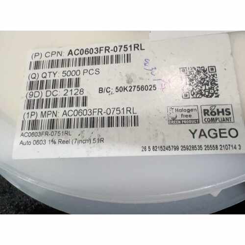 国巨YAGEO AC0603FR-0751RL 车规贴片电阻