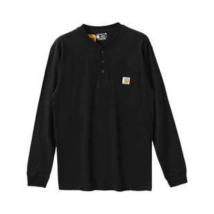Carhartt K128卡哈特T恤休闲工装纯棉宽松口袋美潮纽扣亨利领长袖