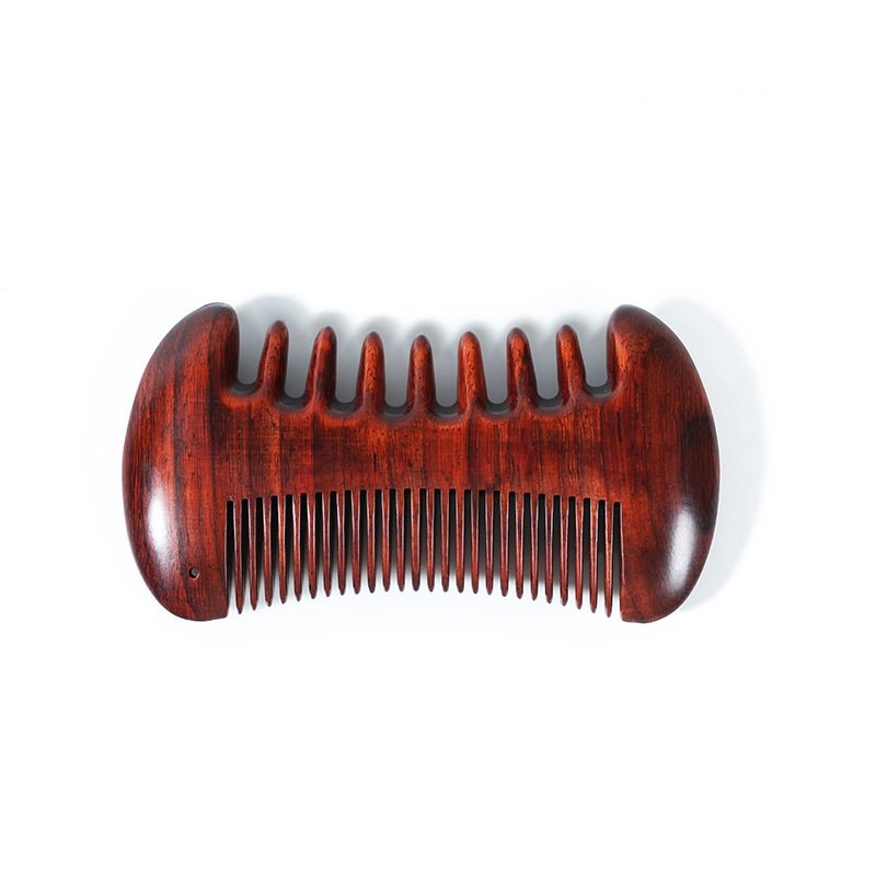1缎光紫檀双面宽齿木梳顺发细经络子头皮按摩两用养生梳子梳篦齿