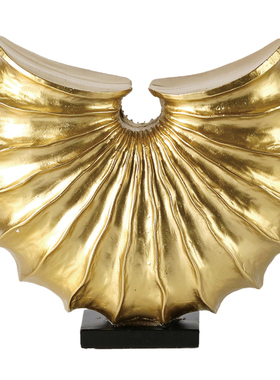 墨非 新中式抽象扇形海螺雕塑摆件 样板房客厅玄关装饰柜软装摆设