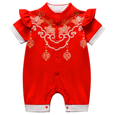 女宝宝满月百天宴礼服连体衣夏季