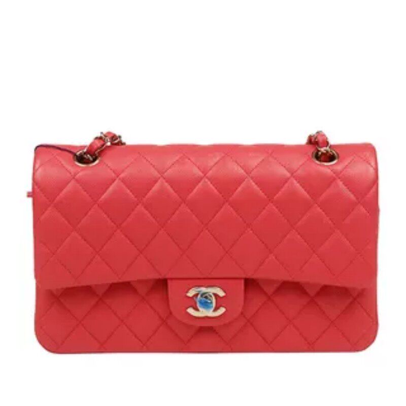 【自营】中古「9.5新」CHANEL香奈儿CF 经典手袋红色荔枝皮斜挎包