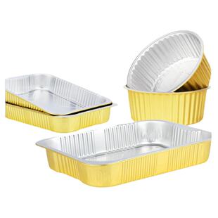 金色锡纸盒长方形烤鱼加厚食品级外卖一次性打包盒可加热铝箔餐盒