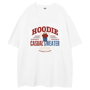 双轨姜暮虞书欣同款美式白色短袖T恤女韩系慵懒学院风穿搭上衣服