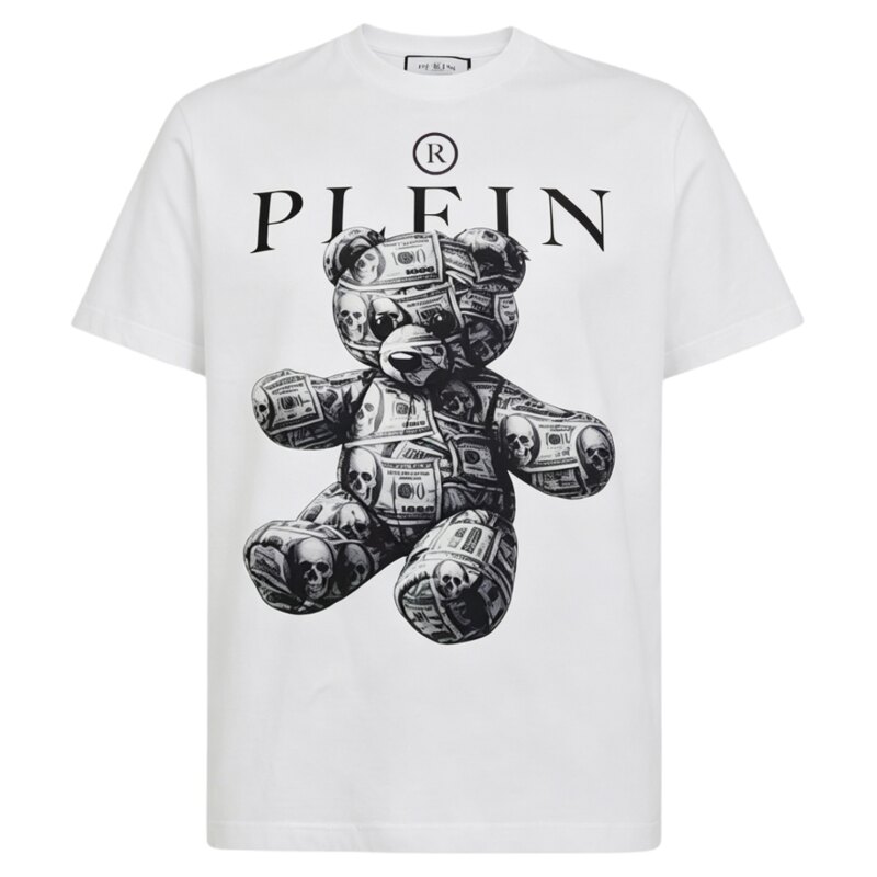 PHILIPP PLEIN 2026年新款小熊印花T恤男士休闲圆领上衣白色短袖