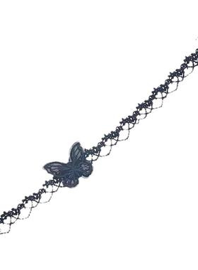 黑色蕾丝立体蝴蝶项链