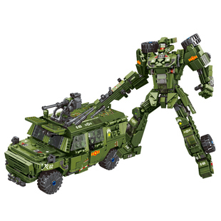 军事两变形坦克军舰机甲机器人益智拼装男孩儿童玩具拼搭生日礼物