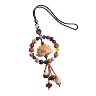 新款菩提天然黄杨木莲花汽车挂件礼物车载挂饰后视镜吊坠男士2026