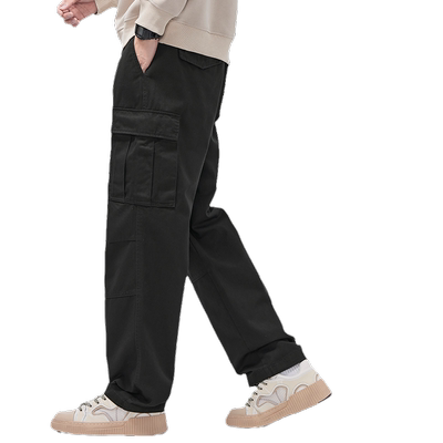 HomePanda黑色宽松直筒休闲裤男
