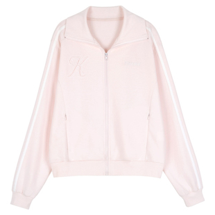 kleesier韩国代购正品直邮小众连帽卫衣简约时尚粉色休闲外套